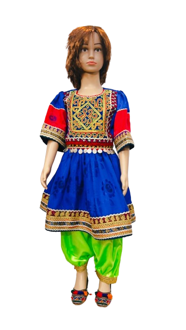 #GSD001 Short Dress (Gul Bakhmal, Blue)