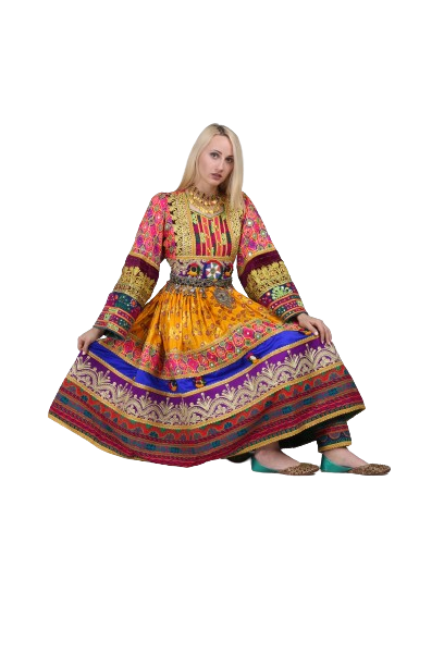 #LD003 Long Dress (Banarasee, Yellow)