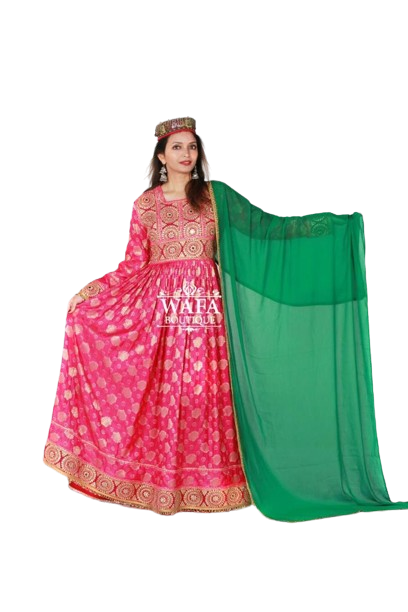 #LD022 Long Dress (Banarasee, Pink)