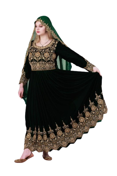 #LD023 Long Dress (Velvet, Dark Green)