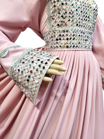 #LD053 Long Dress (Georgette, Light-Pink)