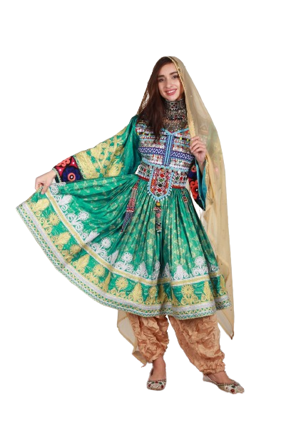 #SD013 Short Dress (Banarasee, Green)