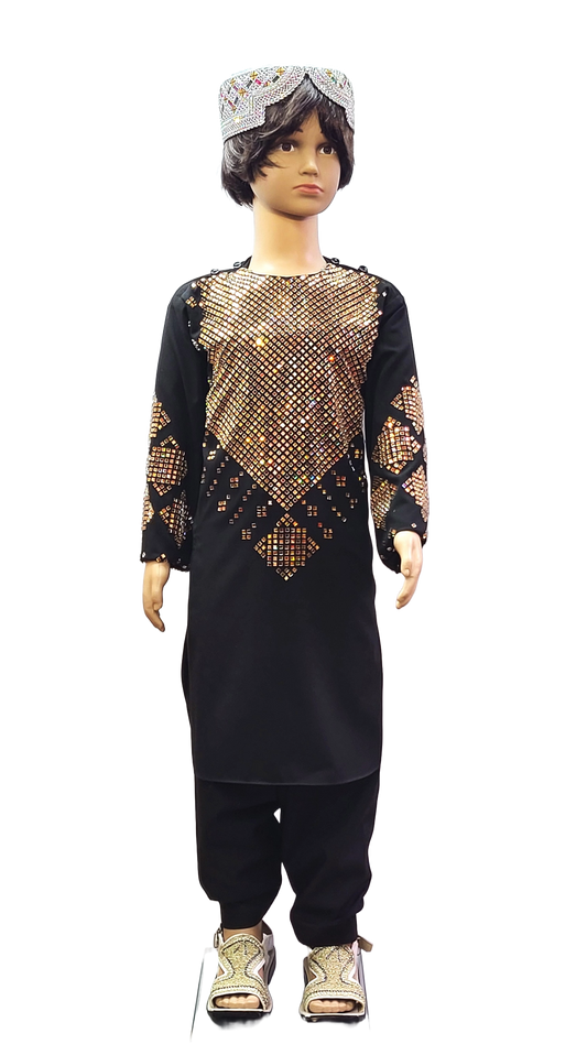 #BD008 Boys Perahan Tunbaan (Crystal Work, Black)