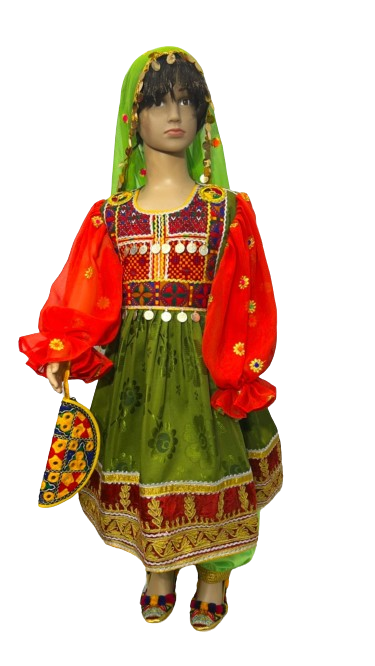 #GLD001 Long Dress (Gul Bakhmal, Olive Green)