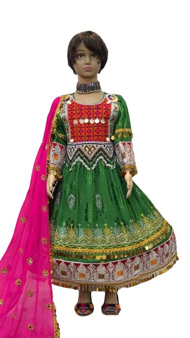 #GLD005 Long Dress (Gul Bakhmal, Green)