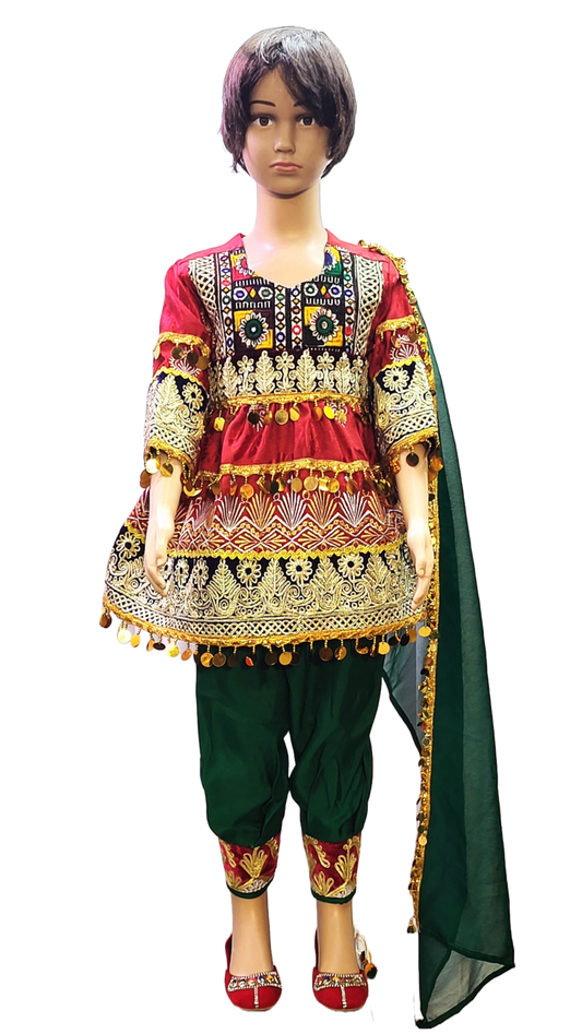 #GSD011 Short Dress (Gul Bakhmal, Red)