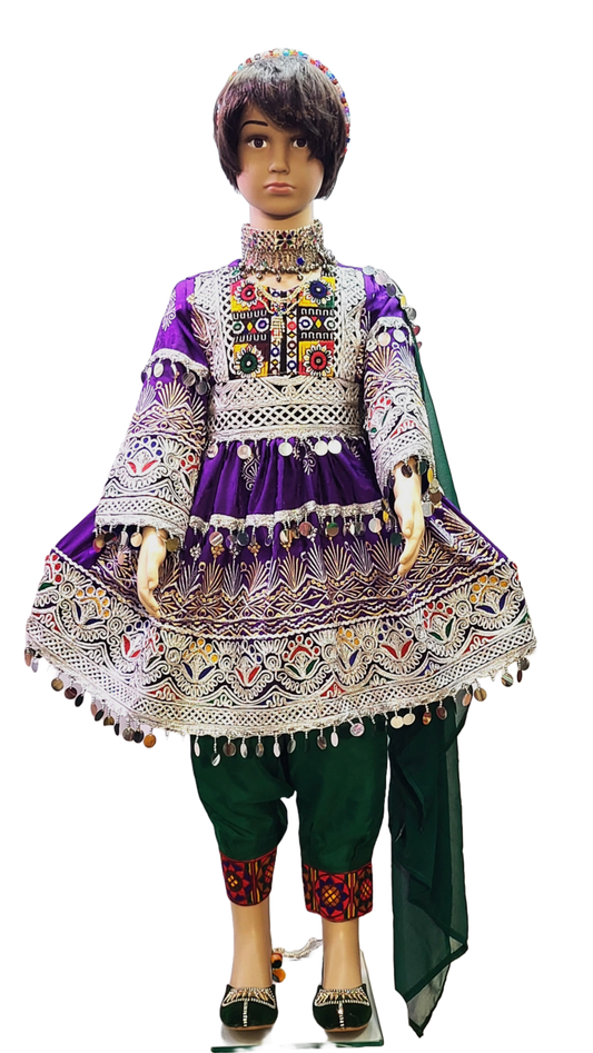 #GSD012 Short Dress (Gul Bakhmal, Purple)