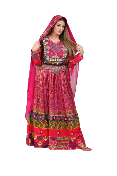 #LD001 Long Dress (Banarasee, Pink)