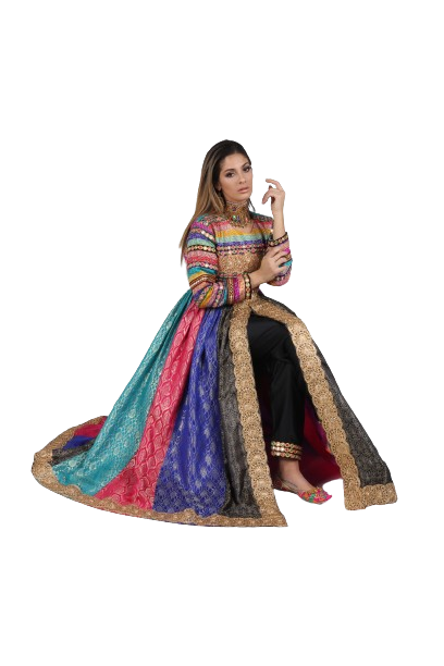 #LD007 Long Dress (Banarasee, Multicolor)