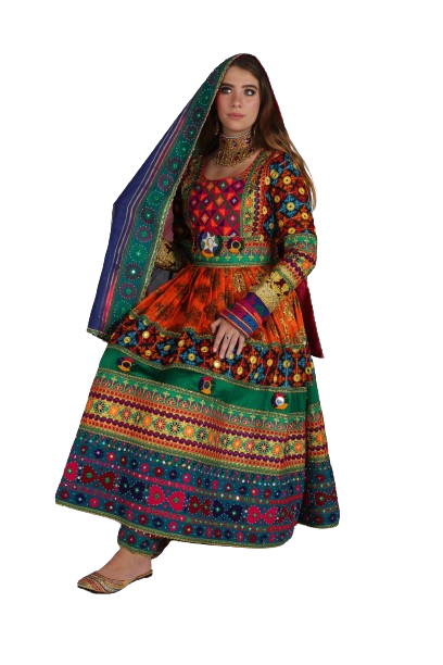 #LD008 Long Dress (Banarasee, Orange)