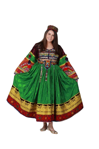 #LD012 Long Dress (New Gul Bakhmal, Green)
