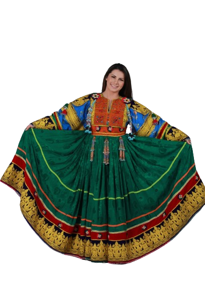 #LD017 Long Dress (Gul Bakhmal, Green)