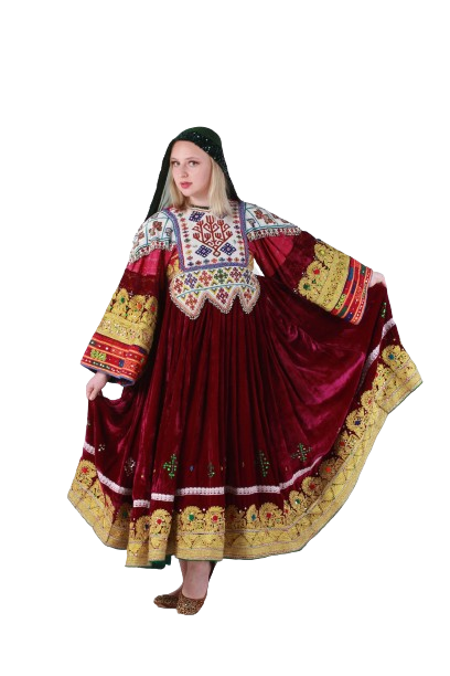 #LD018 Long Dress (Velvet, Maroon)