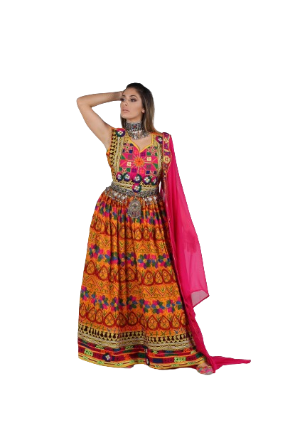 #LD019 Long Dress (Cotton Jawli, Yellow)