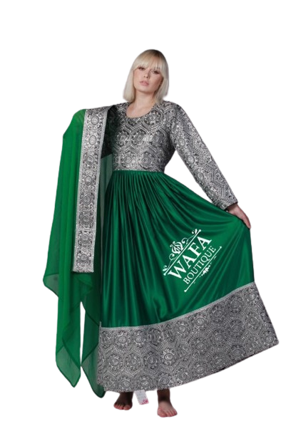 #LD024 Long Dress (Satin, Green)