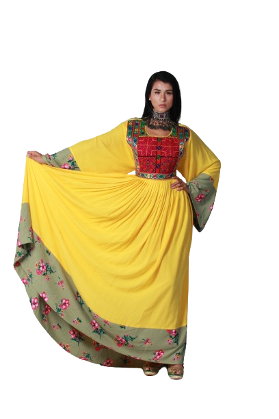 #LD028 Long Dress (Cotton, Yellow)