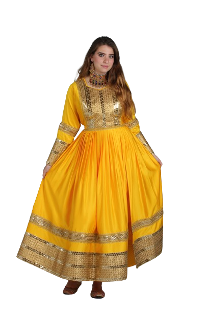 #LD033 Long Dress (Satin, Yellow)