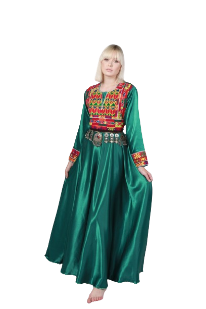 #LD035 Long Dress (Satin, Teal)