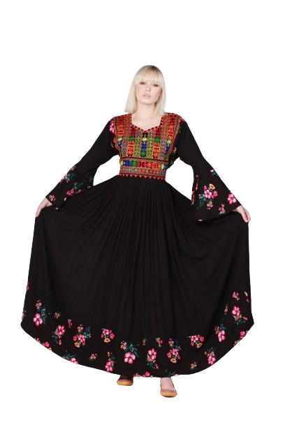 #LD041 Long Dress (Cotton, Black)