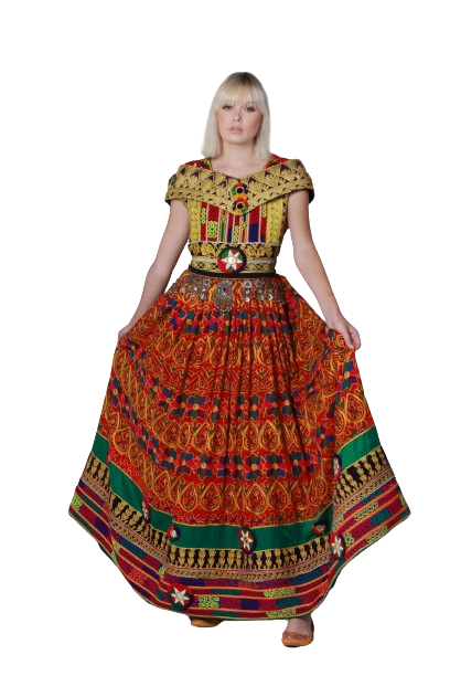 #LD043 Long Dress (Jawli, Orange)