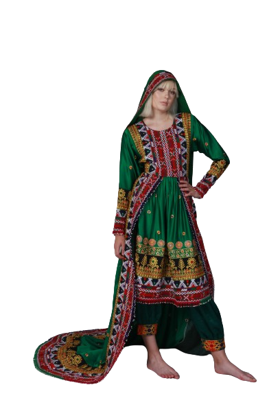 #LD046 Long Dress (Satin, Green)