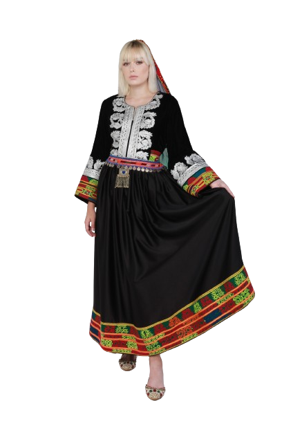 #LD048 Long Dress (Velvet-Satin, Black)