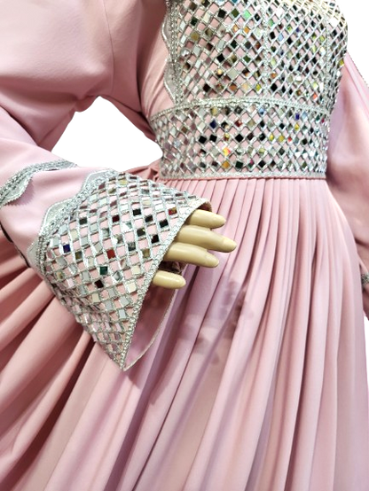#LD053 Long Dress (Georgette, Light-Pink)