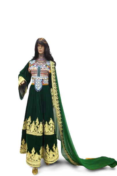 #LD055 Long Dress (Velvet, Green)