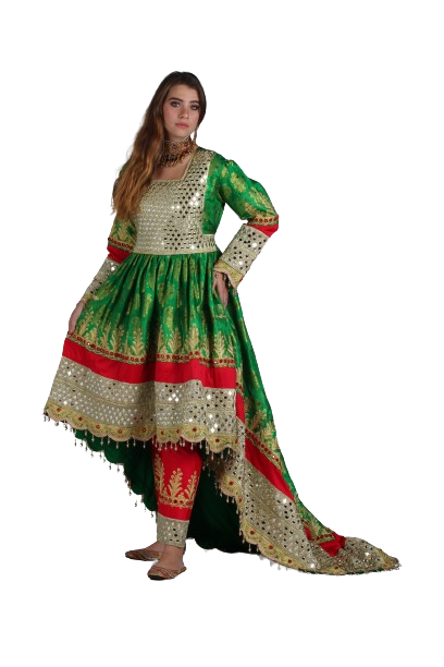 #SD007 Short Dress (Banarasee, Light Green)