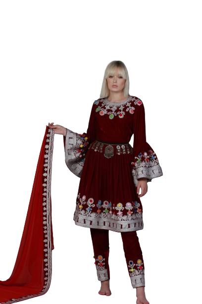 #SD023 Short Dress (Velvet, Maroon)