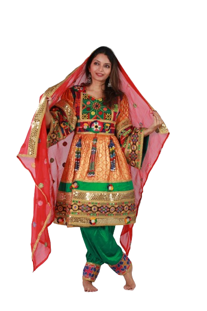 #SD030 Short Dress (Banarasee, Orange)