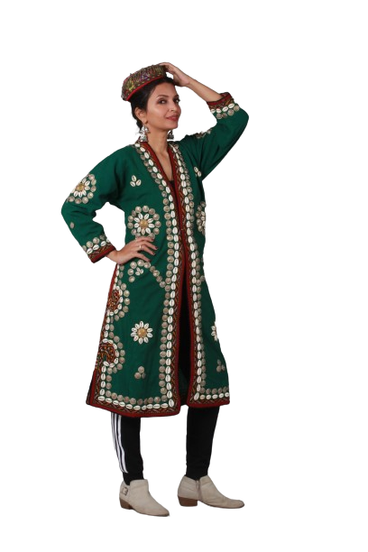 #SD031 Short Dress (Velvet Chapan, Green)